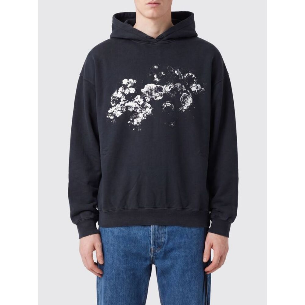 Ann Demeulemeester Men Ann Demeulemeester Floral Print Cotton Hoodie